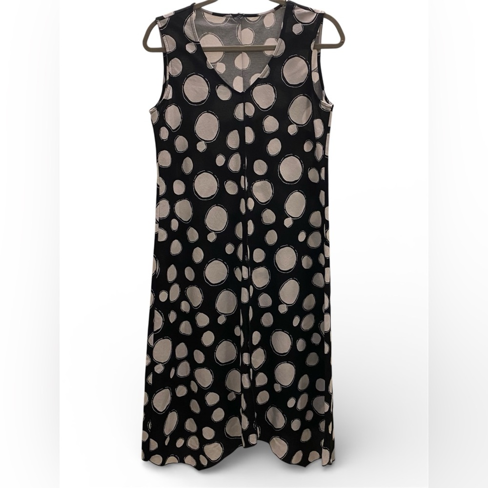 Urbanology Rayon Nylon Polka Dot Dress - Lagenlook Asymmetrical Travel Small